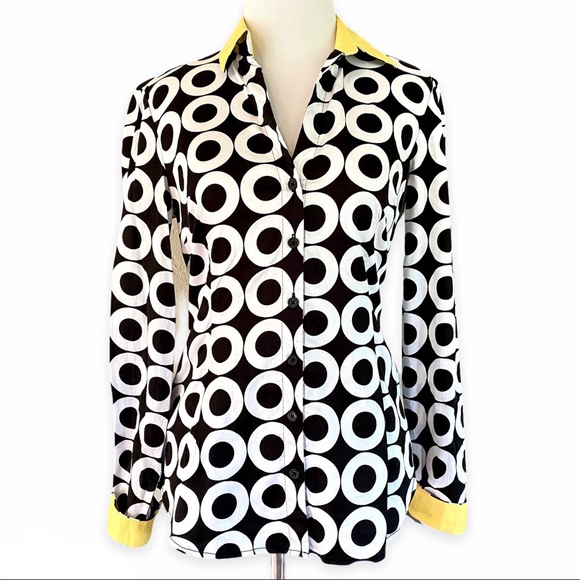 NWOT NY&Co Abstract-Print Button Down Shirt, XS - Picture 1 of 15